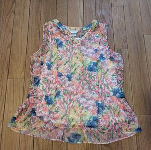Nwt Women's Christopher & Banks Floral Print Sleeveless Blouse Size Extra Large